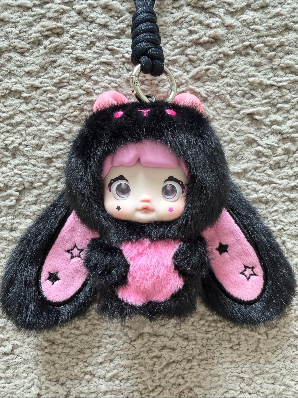 Nommi Baby Sweetheart Bunny Black Pink Moth | Rotatable Eyes